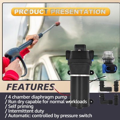 #ad 04325143A DC 12V Heavy Duty Deck Wash Pump 40 PSI 4.5 GPM For Flojet IN STOCK $89.00