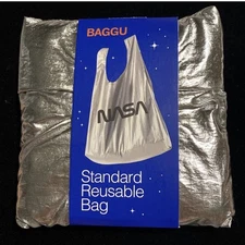 NASA Baggu Reusable Shopping Bag RARE Space Travel Metallic NEW Standard Size