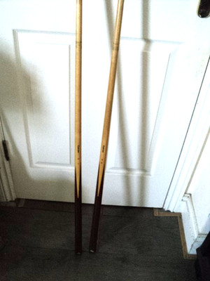 2 x SELTENE VINTAGE Clubman by Peradon & Fletcher One Piece Snooker Queue 148 cm LANG