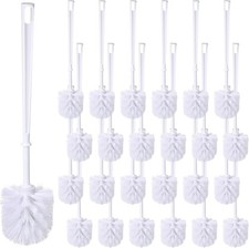 25 Pcs White Toilet Brush, Bathroom Toilet Bowl Brush, Soft Bristle Long Handle