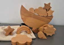 Motorik-Spielzeug Set Holz Stapelsteinen Montessori  Sonne Mond  Sterne Geschenk