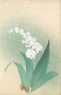 Completely Hand Painted Japanese Art Postcard Phalaenopsis Orchid