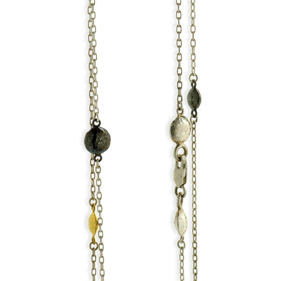 Collar estación bola Gurhan de oro amarillo y plata de ley de 24 quilates Foto 3 de 4