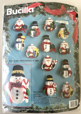 Bucilla Roly Poly Santa  Snowman Ornaments Kit 83140, 1994
