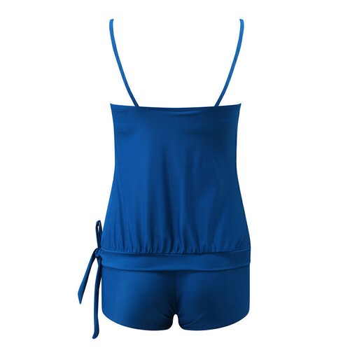 Ladies Plain Blouson Swim Top Shorts Tankini Set Swimsuit Swimwear Bathing Suitण - Picture 7 of 13