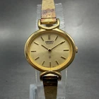 Seiko Watch Women 23mm Champagne Dial Gold Tone Oval 2320-5670 New Battery VTG 2