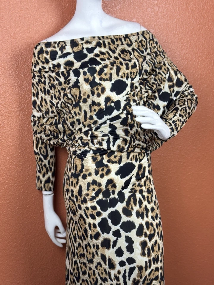 Maxi Vestido Largo Estampado Animal Leopardo Va Voom Talla Grande Foto 3 de 4