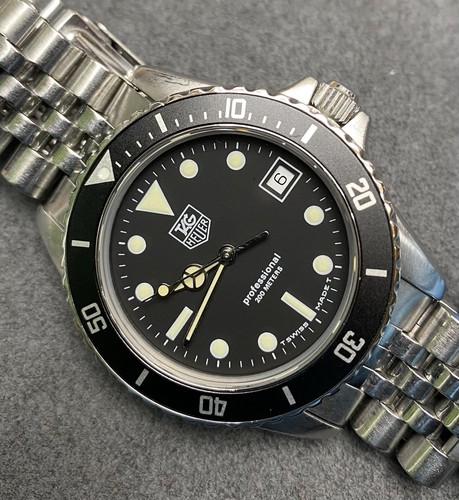 👍 Vintage TAG HEUER 1000 980.013 Black Dial 844 Monnin Style Dive Watch