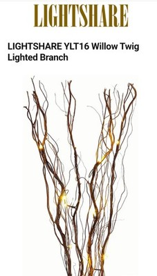 Lightshare ~ 16L LED Lighted Branch 36'' ~ Natural Willow Twig Brown Branch ~ NEW