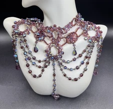 Sweet Romance Aurora Borealis Rhinestone Multi-strand Choker Necklace, 12”