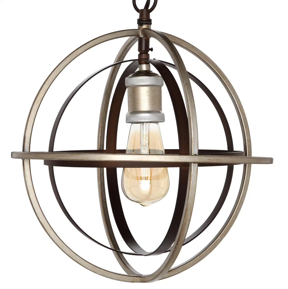 Home Decorators Barton Bay 1-Light Bronze and Champagne Pewter Orb Mini Pendant. - Image 3 of 4
