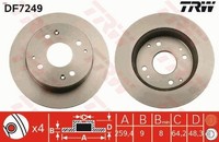 2X Bremsscheibe TRW DF7249 2 Bremsscheiben Hinterachse Hinten FüR Honda
