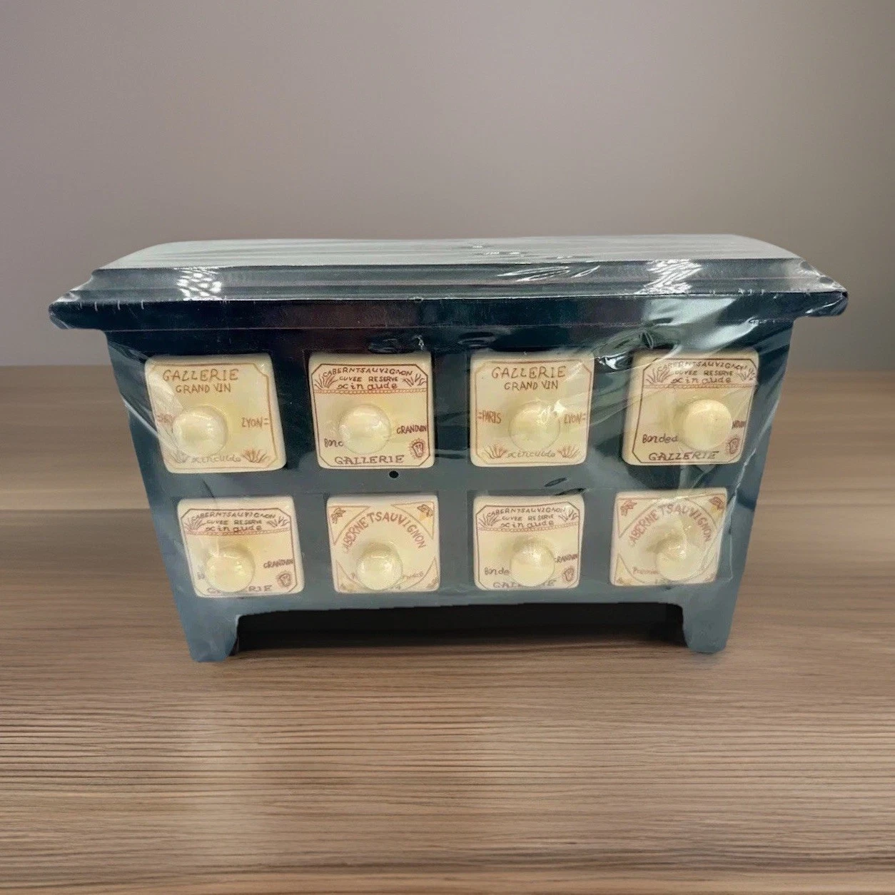 Galerie Grand Vin Vintage Ceramic 9 Drawer Spice Rack Organizer French Wine NIB