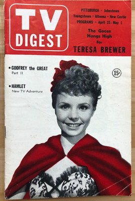 TV DIGEST Pittsburgh (TV Guide forerunner) April 25, 1953 Teresa Brewer cover