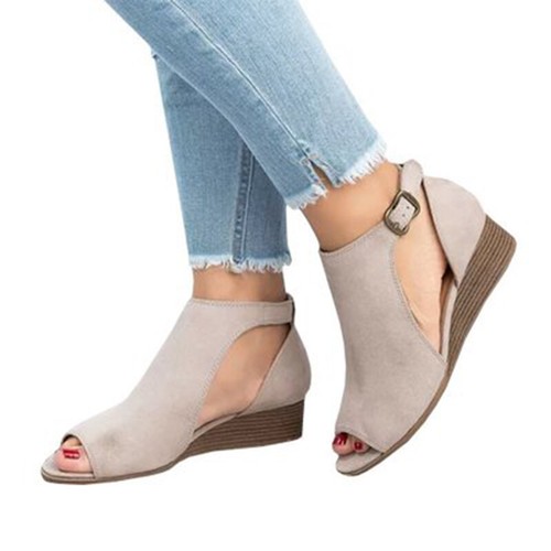 Women Summer Wedge Heel Sandals Open Toe Ankle Strap Buckle Summer Boho  Shoes | eBay