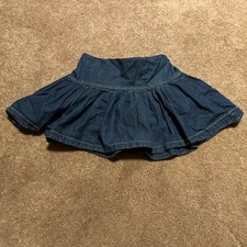 Vintage Old Navy Blue Jean Skirt Skort W Shorts Medium Youth Girl
