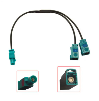Dual Female FAKRA Y-Splitter To Male Fakra Antenna Adapter Cable