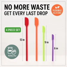 Silicone Spatula Set 4pcs Mini Flexible Scraper Tools for Jar Kitchen Makeup