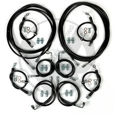 Black Front & Rear Brake Line Replacement Kit For 96-00 Honda Civic w/rear disc