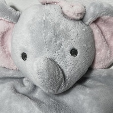 Dan Dee Security Blanket Lovey Gray / Pink Elephant Rattle Plush Stuffed Animal