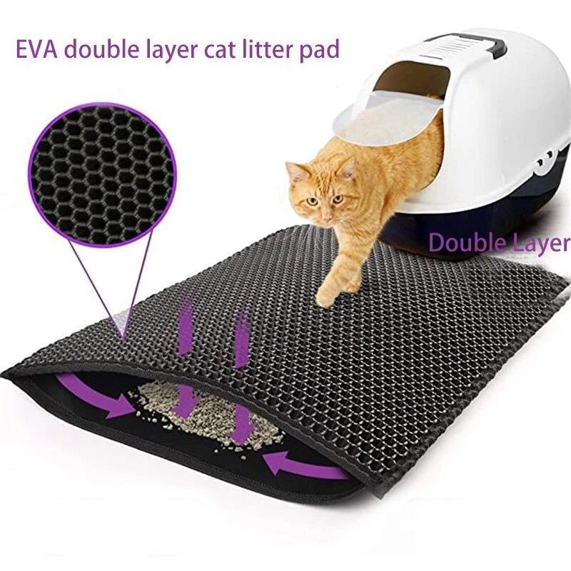 Non Slip Cat Litter Mat Anti-Tracking Mat Double Layer Waterproof Urine  Proof