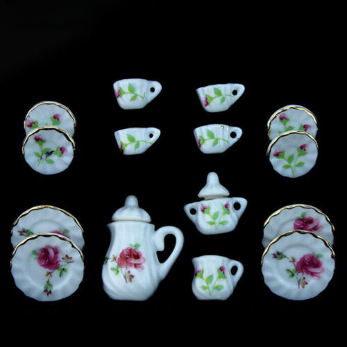 Villa Kit Dollhouse Miniature 1/12 Scale Peony Flower Ceramic Tea Set Shop - Picture 1 of 1
