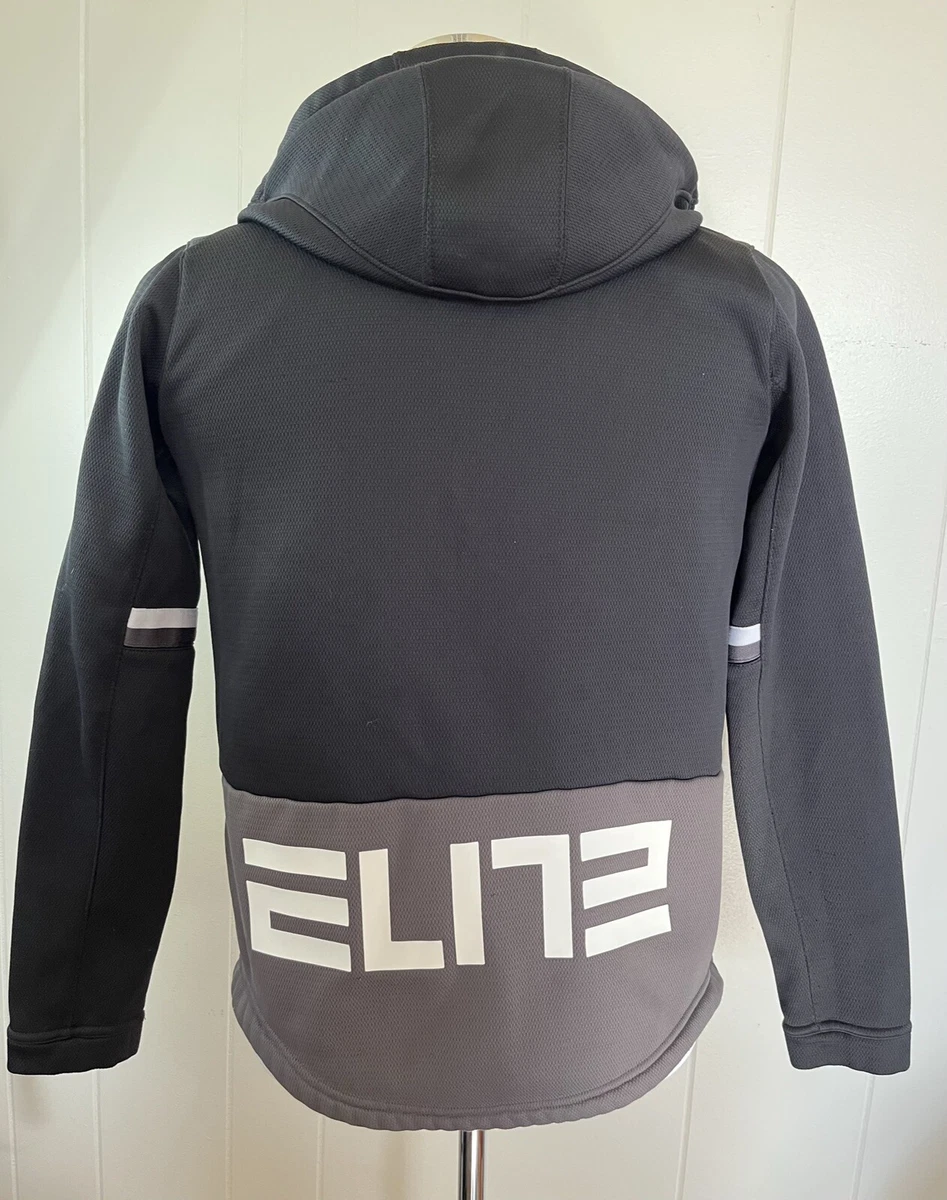 Nike Elite Jacket Youth XL Black Gray White Full Zip Hoodie Jacket