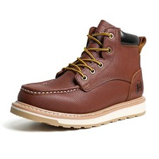 Men  s Soft Toe Work Boots   EH Rated, Slip-Resistant Leather Moc Toe Lightweight
