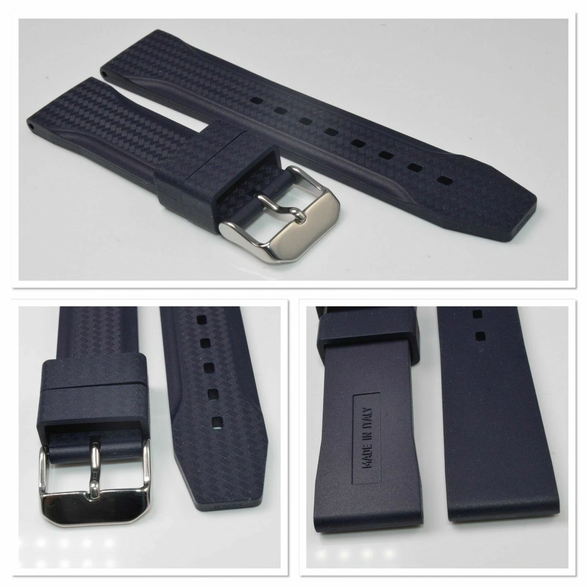 Bonetto Cinturini Kautschuk Uhrenarmband Model 324 Dunkelblau