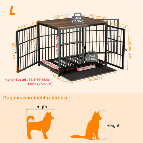 Large Wooden Dog Crate Furniture Indoor Dog Kennel End Table Pet Cage Furniture - Picture 22 of 24