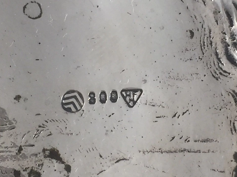 Bandeja con patas de escena rural figurativa alemana 800 esterlina 5" x 5" Foto 3 de 4