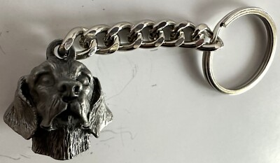 NEW PEWTER BEAGLE DOG HEAD KEYCHAIN SILVER METAL