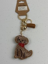 Dog keychain Sparkly Accessory Tassel Bells Bling Cute Dog Charm Pet Lover