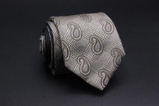NORDSTROM Silk Tie. Brown Plaid Paisley.