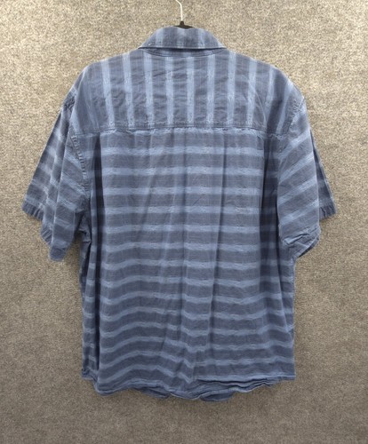 Fundamental Coast Shirt Mens 2XL Short Sleeve Button Up Blue Striped Cotton - Picture 10 of 14