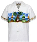PLA ORIGINAL HAWAIIAN SHIRT BEER BOTTLES CHEST PRINT WHITE