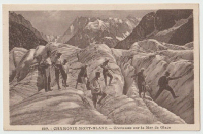 Old postcard - Chamonix-Mont-Blanc - Crevasses sur la Mer de Glace - (74)