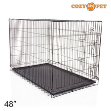 Dog Cage 48 inch Puppy Crate XXL Cozy Pet Black Dog Crates Folding Metal Cages