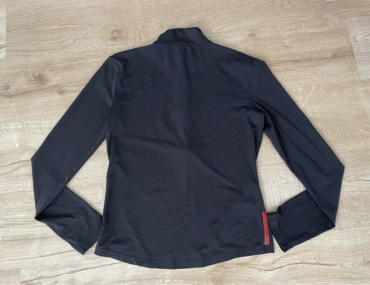トップス PRADA SPORT half zip long sleeve shirts PRADA SPORT Cotton Stretch Half Zip Long Sleeve T Shirt Size
