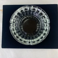 Heavy Clear Glass Cigar Cigarette Ashtray 6 Inch 4 Rest Round