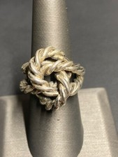 925 STERLING SILVER TWISTED ROPE LOVE KNOT RING SIZE 7.25