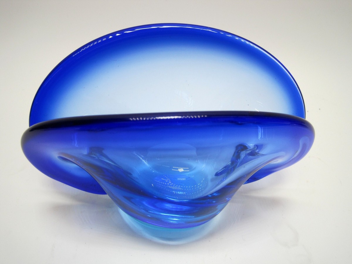 Vtg Murano Glass Archimede Seguso Blue Clam Shell Bowl | eBay