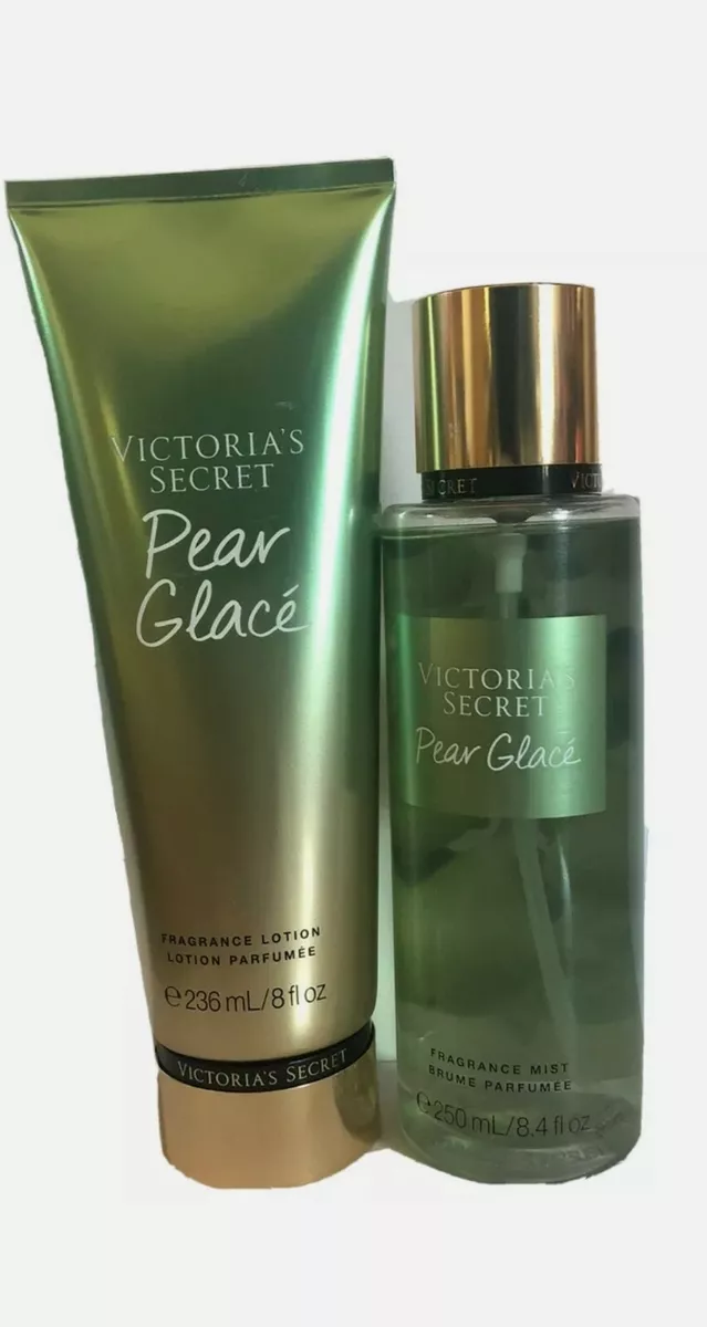 Victoria s Secret Pear Glace Fragrance Body Mist Body Lotion 8.4 8 Oz. Set