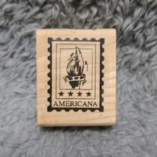 Vintage 1996 Stampington And Company Would Mounted Rubber Stamp Small Torch Post