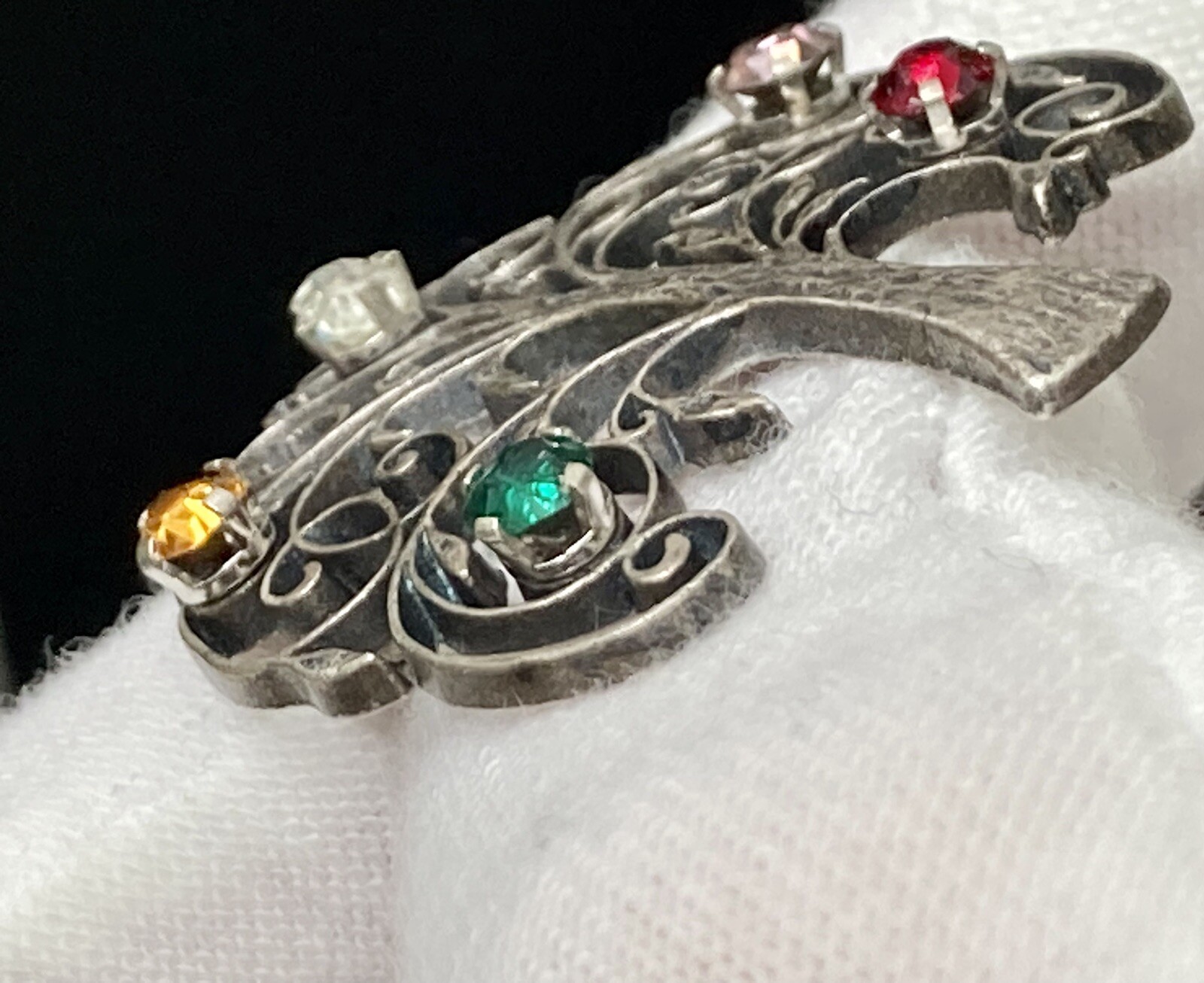 Anson Signed Sterling Silver 925 Multi Color Rhin… - image 12