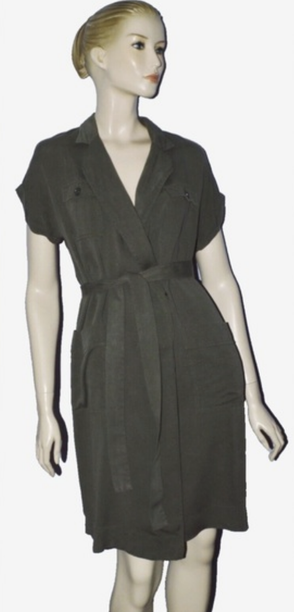 J. CREW SIZE 2 XS OLIVE GREEN FAUX WRAP BELTED POCKETS KNEE LONG DRESS |  eBay