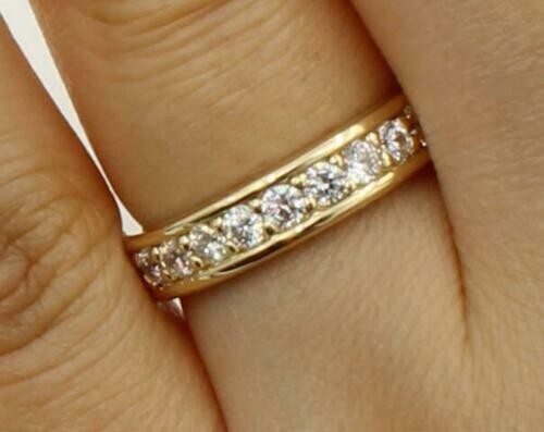 2.10 CT Round Cut VVS1 Moissanite Women Engagement Band Ring 14K Yellow Gold FN - Picture 3 of 4