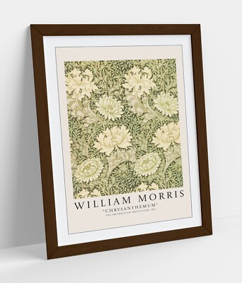 WILLIAM MORRIS, CHRYSANTHEMENGEMÄLDE - GERAHMTER WANDBILD PAPIERDRUCK POSTER