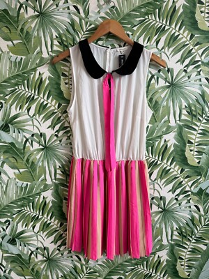 River Island white, pink and beige skater dress size 12 UK