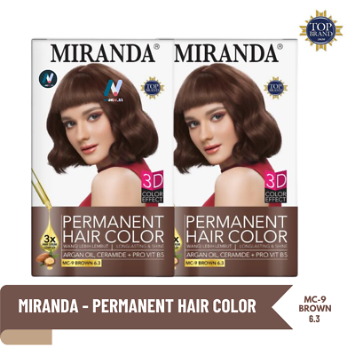 2X MIRANDA Premium 3D Permanent Hair Dye Moist Long Lasting Color